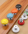 Totally Groovy Blue Mushroom Ceramic Cabinet Knobs, 6 Pack of Glossy Round Drawer Pulls for Dresser and Wardrobe, 1.38 Inch Diameter, Smooth Polish, 3 Screw Sizes Included