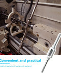 Adjustable Tap Wrench M3 M12 With One Sixteenth To One Half Inch Capacity Tap Handle And Reamer Tool in use on a lathe machine