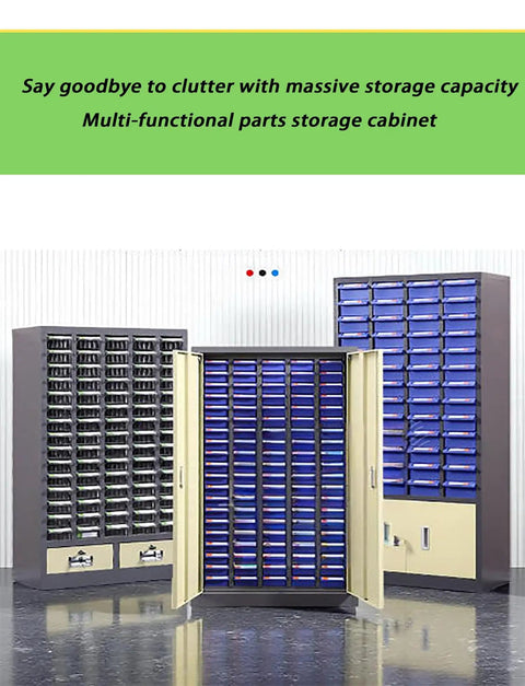 Tough As Nails Heavy Duty Parts Sorting Cabinet With Smooth Gliding Lockable Drawers For Shop Grind and Small Hardware Organization Solutions Built To Last Forever, showcasing multi-drawer design.