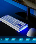 65 Percent Layout Hall Effect Magnetic Switch Mechanical Gaming Keyboard With 8000Hz Polling Rate showcasing sleek design and blue lighting.