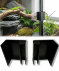 Rock Solid Sliding Door Lock For Reptile Enclosures With Foolproof Escape Latch, mounted on glass tank with secure black latch.