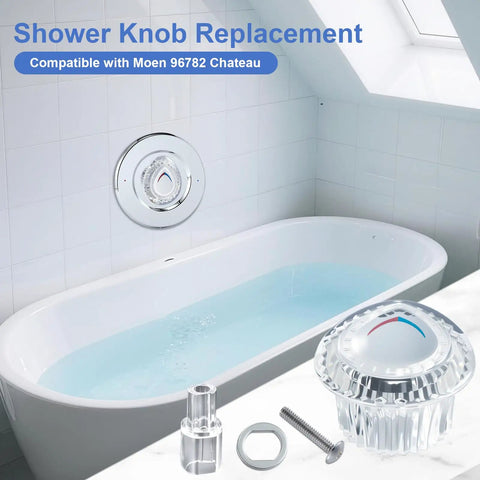 Two Pack 96797 Shower Handle Replacement For Chateau Trim Kit, Shower Knob Replacement, chrome knob by bathtub, includes screws