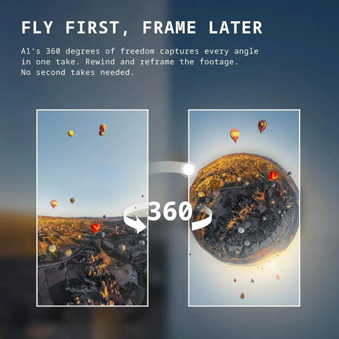 360-degree view from 8K 360 Drone Standard Bundle With AI Tracking Obstacle Avoidance Ultra Light 249g Foldable Frame Auto Return