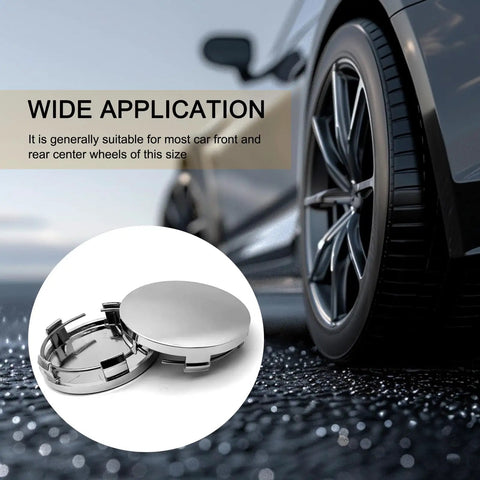 4 Pack Silver Car Wheel Center Hub Covers, 60 mm Outer Diameter And 50 mm Inner Diameter, Snap-In Rim Caps For A Quick, Slick Universal Fit