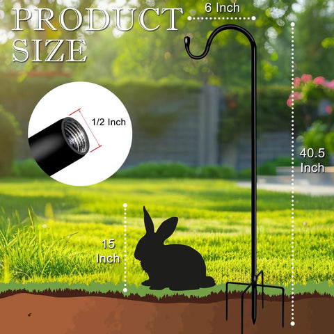 Shepherds Hooks For Outdoor 42 Inch Garden Bird Feeder Pole With Five Prongs Base Adjustable For Hanging Flower Baskets