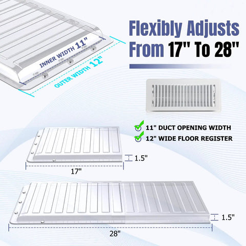 Two Pack Magnetic Air Vent Extender For Under Furniture And Floors, Upgraded Thick Floor Deflectors, Thick PET Material, size 17 to 28 inches