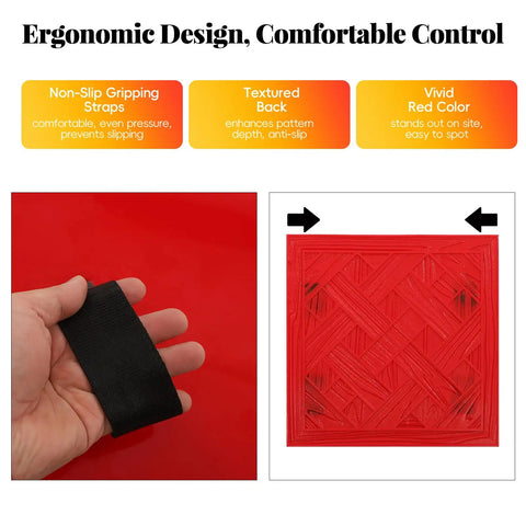 Big 16 By 16 Inch Concrete Stamp Mat With Realistic Woven Texture For Patios Driveways And Walkways Durable PU Material Non Slip Grip Stackable Design Covers More Area Per Press shown with textured back and non-slip grips.