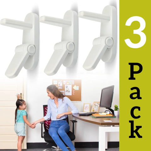 3 Pack Kidproof Toddler Door Lever Lock For Easy One Hand Operation For Parents And Caregivers Durable ABS With 3M Adhesive Backing No Tools Needed Quick Install Keeps Little Ones From Opening Doors product image