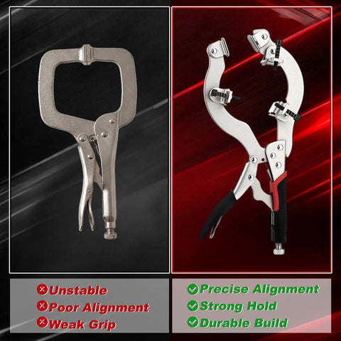 Locking Welding Pipe Pliers Clamp, 13 Inch Heavy Duty C Clamp For Round Tubes 2 To 4 Inches, High Carbon Steel, comparison image