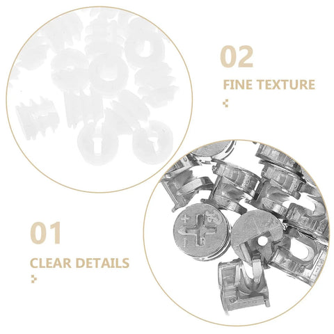 30 Sets M6 Universal Corner Connectors For Furniture, zinc alloy and plastic fasteners, clear details and fine texture