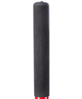 Close-up of fiberglass handle from XL Round Point Digging Shovel For Heavy Duty Gardening And Yard Work With Fiberglass Handle Steel Spade Serrated Edge Wide Soil Penetration For Easy Planting And Soil Removal Red