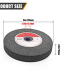 Pro Grade 5 Inch Brown Corundum Deburring Wheel For Bench Grinder 80 Grit Metal Finishing Tool Half Inch Arbor, showing dimensions.