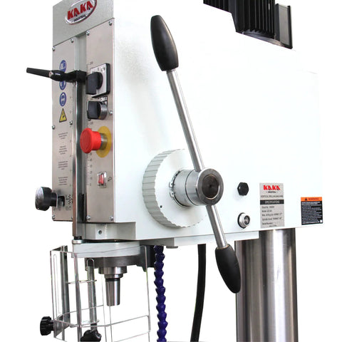 Close-up of control panel and handle of Beefy Floor Drill Press With 26 Inch Swing 1.57 Inch Drilling Capacity 2.2kW 220V 3 Phase Motor.