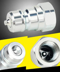 ANCIMOON 3/8'' Ag Pioneer hydraulic quick-connect coupler with dust cap; chrome-plated metal, side view