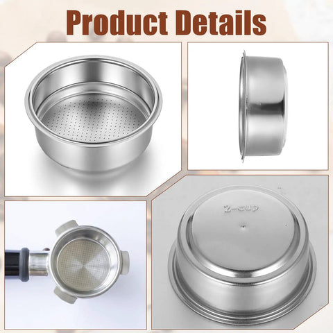 Two Pack 51mm Stainless Steel Espresso Filter Baskets For Portafilter Machines Pressurized Cup Filters For 1 Or 2 Cup Brews