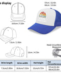 Size guide for vintage womens golf trucker hat in royal blue with washed distressed low profile look anti sweat band.