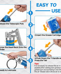 Setup instructions for Heavy Duty 8000 PSI Lever Grease Gun Kit with 0.53 inch coupler and 90 degree adapter, step-by-step guide