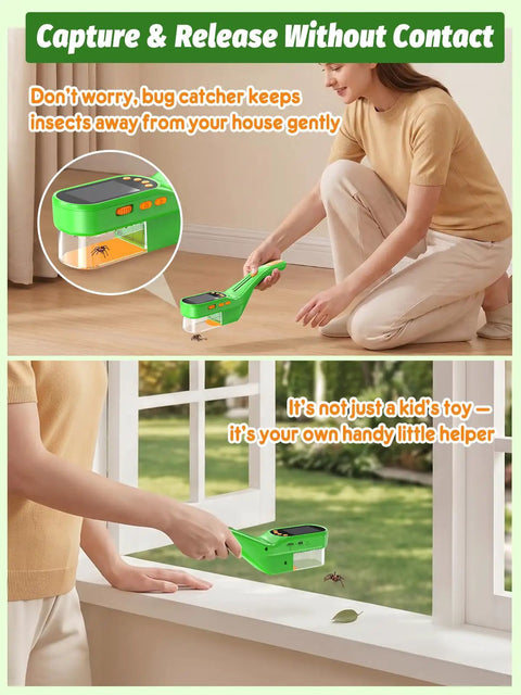 Kid Friendly Digital Bug Catcher Microscope Kit With 2.4 Inch IPS Screen For Safe Insect Viewing, 2 In 1 Bug Collector And Microscope For Hands On STEM Learning And Backyard Exploration, green plastic