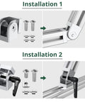 Installation of 2 Pcs Die Cast Zinc Alloy Pivot Joint Connectors For 3030 Aluminum Extrusion Profiles 180 Degree Adjustable Corner Brackets With Lever And Mounting Accessories