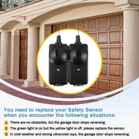 Universal Garage Door Safety Sensor Kit Replacement for Craftsman Chamberlain LiftMaster Openers Made After 1997 Easy Install and Quick Reprogramming Durable Magnetic Sensor Pair