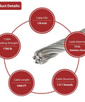 1000Ft One Eighth Inch T316 Stainless Steel Cable For Deck Railing And Balustrade, Seven By Seven Aircraft Wire Rope, product details