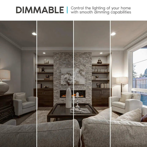 Living room with dimmable lighting showing A19 LED Bulb 75W Equivalent 1100 Lumens 4000K Cool White