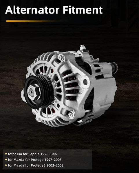 Beefed-Up High Output 12V 80Amp Replacement Alternator With 4-Groove Pulley For Mazda Protege 1997-2003 2.0L 1.6L 1.8L And Protege5 2002-2003
