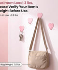 Super Sweet Pink Heart Wall Hooks 10 Pack Adhesive Hangars For Heavy Keys Towels Jackets And Bags Freakin Cute Decorative Storage Organizer For Bathroom Bedroom Or Entryway That Totally Slays Everyday Life with bag and keys.