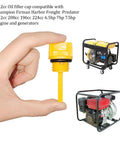 4 Piece Oil Filler Cap Assembly Kit For Small Gas Engines And Portable Generators Including Predator Champion Firman 196cc 212cc 208cc 224cc Models With M18 And M20 Dipsticks shown with two generators