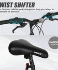 Handlebars and padded saddle of 27.5 Inch Mountain Bike For Adults With Dual Suspension And 18 Speeds, Trail-Ready All Terrain MTB
