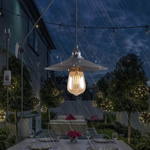 No Fuss Easy Plug In Cord Outdoor Hanging Lamp For Patio Waterproof Pendant Light illuminating rainy garden