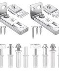 Heavy Duty Bifold Door Hardware Repair Kit 2 Pack for Bi Fold Sliding Closet Doors Replacement Parts With Top And Bottom Brackets Pivots And Guide Wheels Includes Mounting Screws For Folding Pocket And Accordion Doors visible.