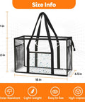 Size info of Clear Beach Tote Bag See Through PVC Waterproof Design Stadium Approved For Women Extra Large Transparent Shoulder