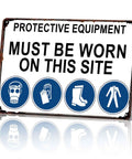 Aluminum Safety Sign 8 By 12 Inch Must Wear PPE On This Site Warning For Construction Sites Industrial Shops Warehouses And Factories Durable Weatherproof Sign