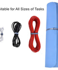 Reusable Cable Straps and Wire Ties Pack of 50, 8 Inch Adjustable Cord Fasteners shown in multiple uses, various cable sizes