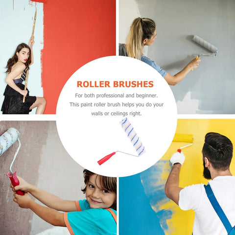 Superior Quality Reusable Paint Roller Brush Set With Thick Fiber Padding And Comfort Grip Handles For Smooth Wall Coverage and DIY use.