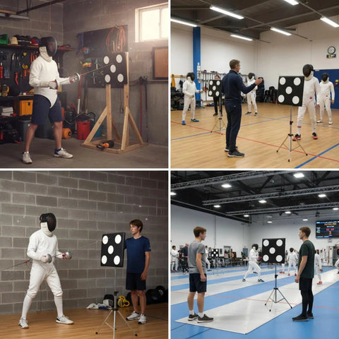 PU Leather Square Fencing Target Pad With Five Bullseyes, Wall Mounted Practice Target used in club and home training environments