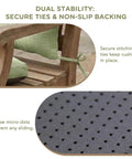 Outdoor Rocking Chair Cushions Water Resistant Replacement Cushion Set For Patio Porch Garden Sage on wooden rocker, slip-resistant ties.