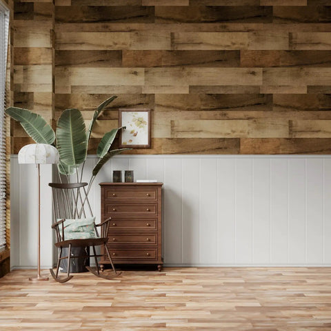 Room with Peel And Stick Vinyl Flooring Roll 24In X 393In White Wood Planks, 64 Sq Ft Waterproof Self Adhesive Floor Covering