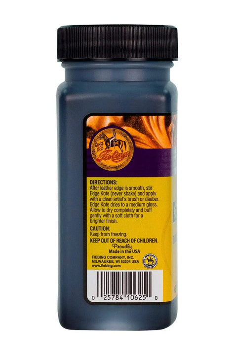 Label of Leather Edge Finish 4oz Black Pro Grade Water Resistant Coating With Medium Gloss For Color Coating And Edge Protection