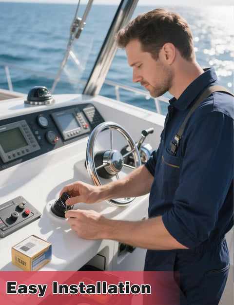 Person installing Boat Ignition Switch With Keys for Mercury 87-17009A2 3 Position 6 Wires on boat console