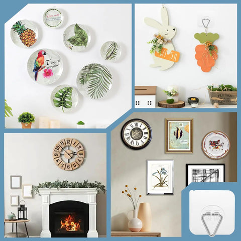 Totally Slick No Drill Wall Plate Hangers For Display And Photo Frame Mounting With Effortless Peel Stick Design For Stress Free Home Decor Setup Including Twenty Piece Square Hook Set Measuring 2.4 Inches Wide