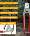 Stainless Steel Cable Railing Kit With 1/8 Inch Wire, ergonomic cutting tool, red handles, for marine construction use