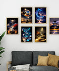 Dope Six Pack Diamond Art Kits For Adults, Landscape 5D Diamond Painting For Beginners displayed as wall decor over couch