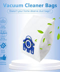 12 Pack Replacement Vacuum Bags For Miele GN Series With 3D AirClean Filters on display pedestal with green leaves.