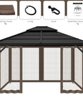 Outdoor 10x10 Gazebo Mosquito Netting Replacement Panels Set With Zipper Doors, 4 screen sidewalls shown on a gazebo