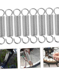 Grab This 8 Piece Small Compression Spring Kit With Hook Ends Perfect For Elevating Electric Vehicle Parking Stands And Securing Ladder Foot Supports, silver metal
