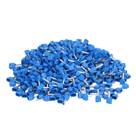 Top Tier 1000 Pcs Insulated Copper Ferrule Kit For TE7508 Terminals Perfect For Crimping AWG 20 Solid Stranded Wires with blue insulated ferrules