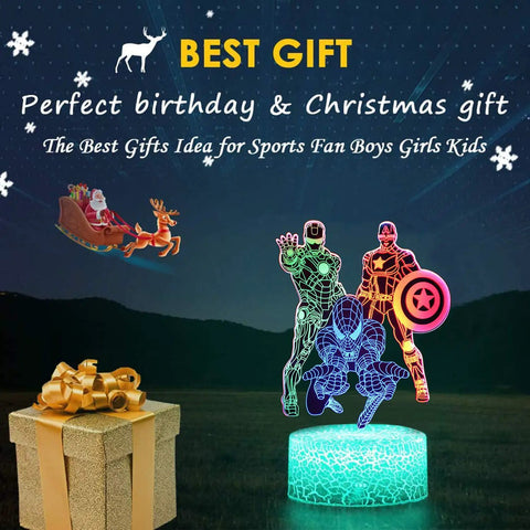 3D Illusion Night Light For Kids With Touch Control Color Changing LED Lamp Featuring 3 Pattern Modes Safe ABS Base