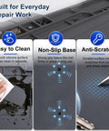 Top Tier Heat Resistant Silicone Soldering Mat With Magnetic Screw Retainer Tray showing non-slip base and easy-to-clean surface.